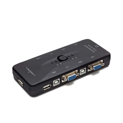 HADRON HD230 VGA USB KVM SWITCH 4GİRİŞ 1ÇIKIŞ SİYAH