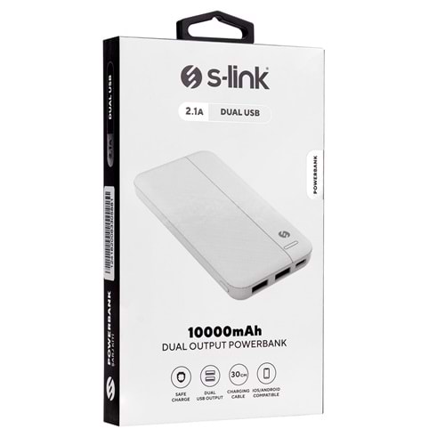 S-link IP-G10N 10000mAh Micro+Type-C+USB Beyaz Taşınabilir Pil Şarj Cihazı Powerbank