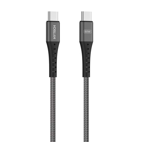 Hytech HY-X706 1m 60W Type-C to Type-C Örgülü Hızlı Koyu Gri Data + Sarj Kablosu