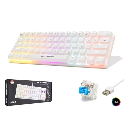 HADRON G508B Mekanik Gaming Mini Klavye Blue Switch RGB - Beyaz