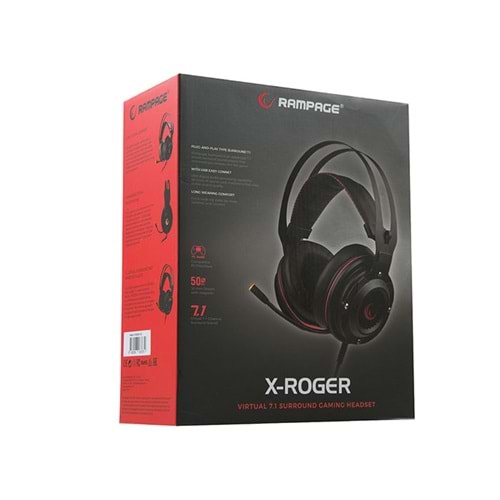 Rampage X-ROGER G16 Siyah 7.1 Surround Sound System Metal Kasa Profesyonel Mikrofonlu Oyuncu Kulaklığı
