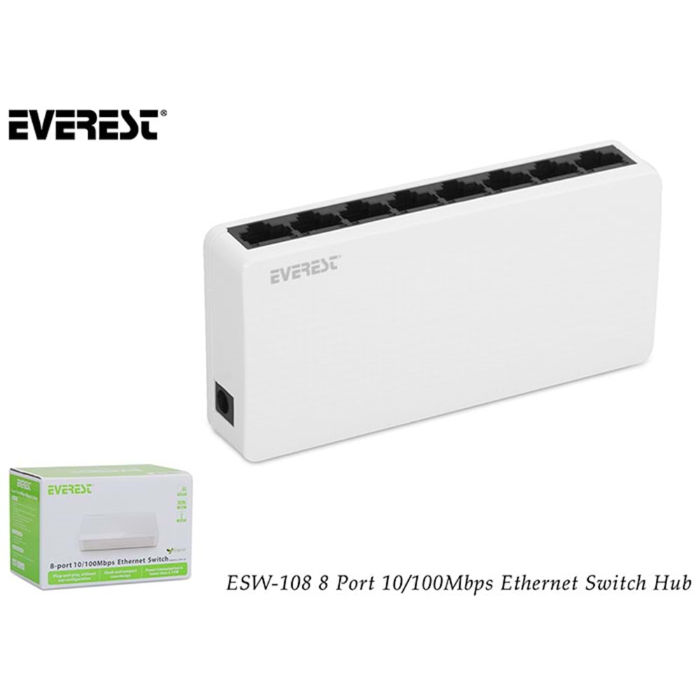 Everest Esw-108 8 Port 10/100Mbps Ethernet Switch Hub