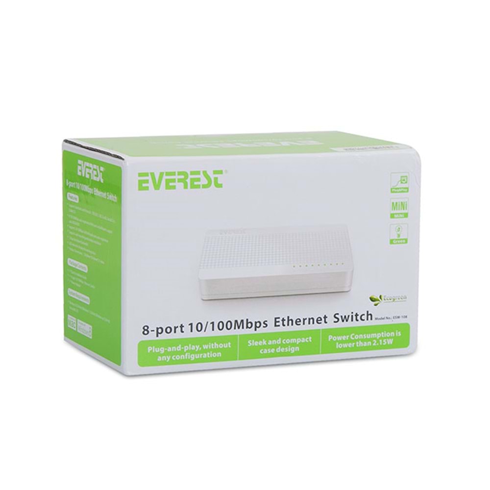 Everest Esw-108 8 Port 10/100Mbps Ethernet Switch Hub