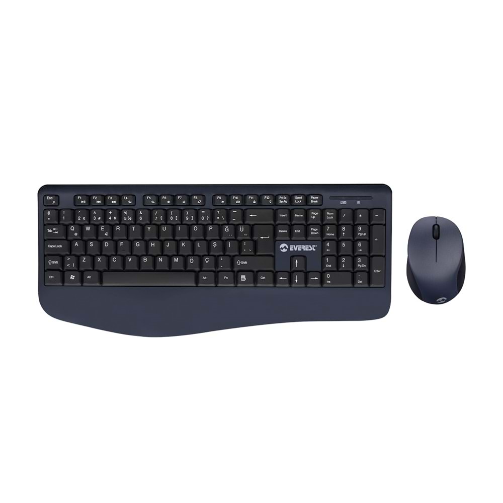 Everest Km-6596 Metalik Mavi/Siyah Usb Kablosuz Q Multimedia Klavye + Mous