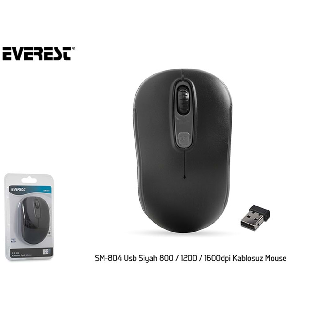 Everest Sm-804 Usb Siyah 800/1200/1600Dpi Kablosuz Mouse