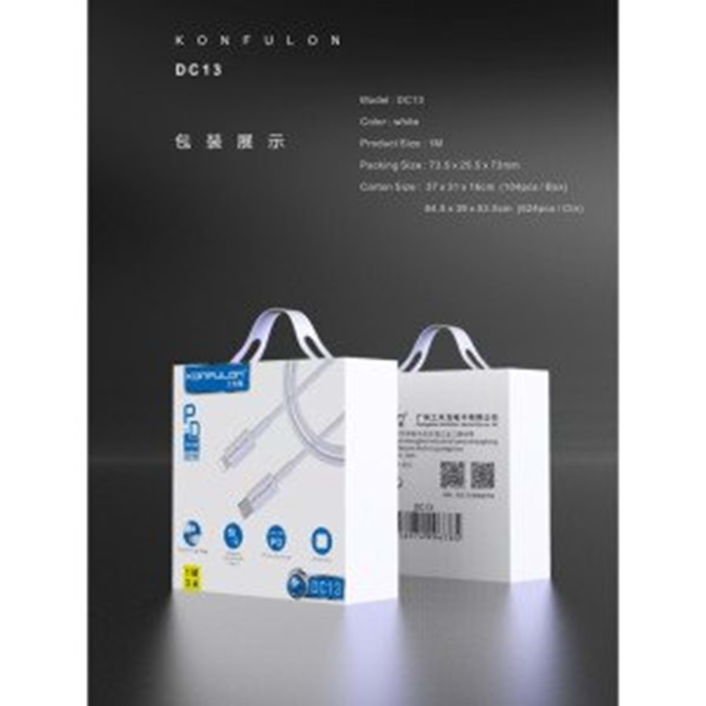 Konfulon Dc-13 Type-C To Lightning Kablo İphone Uyumlu 1M 3A