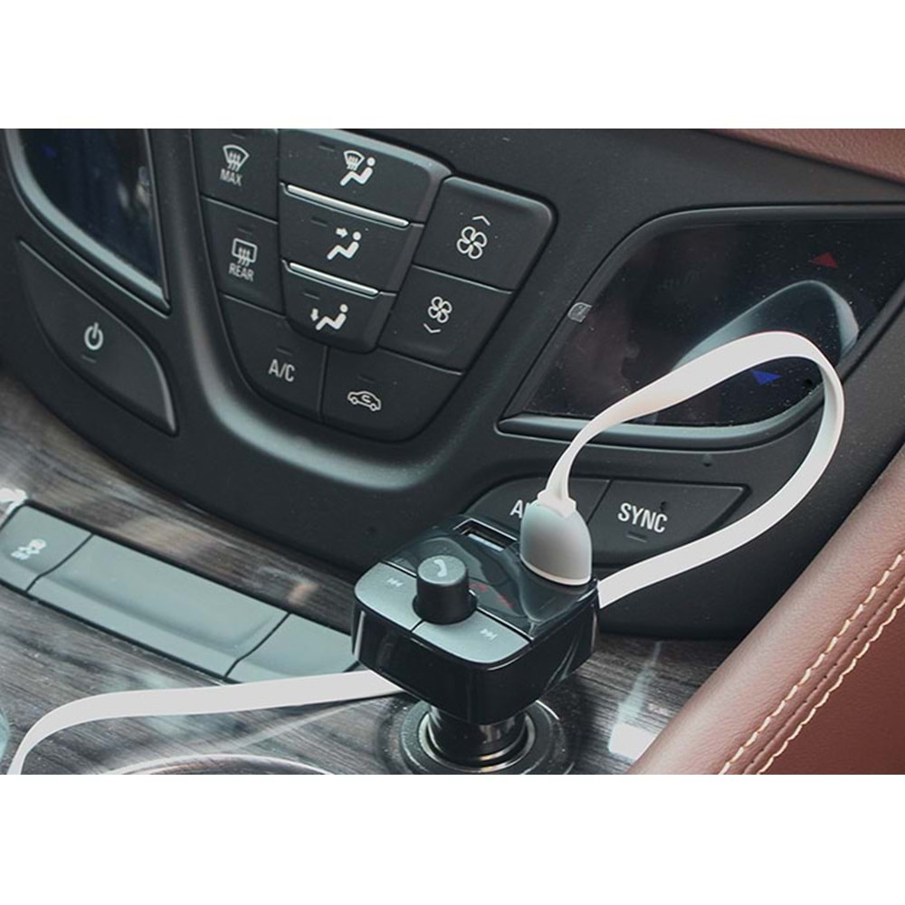 S-Link Sl-Bt231 Led Ekran Usb+Tf Desteği Çift Usb 2.4A Bluetooth Fm Transmitter