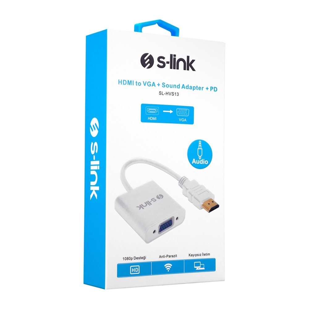 S-Link Sl-Hvs13 Hdmı To Vga + Audio Micro Usb Çevirici