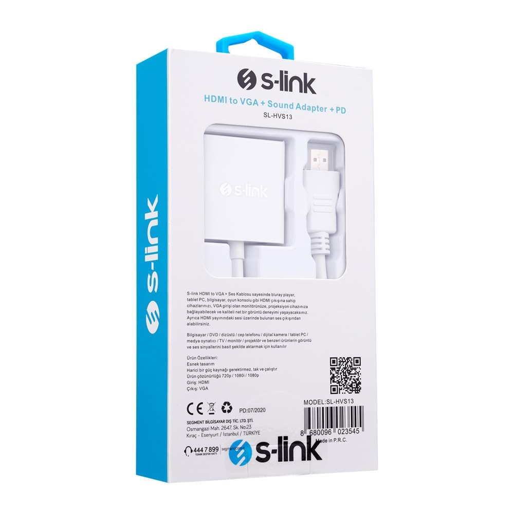 S-Link Sl-Hvs13 Hdmı To Vga + Audio Micro Usb Çevirici