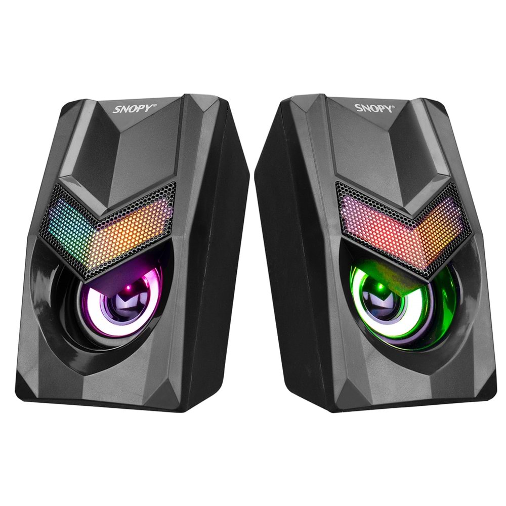 Snopy SN-X25 2.0 Multimedia RGB Işıklı 3W*2 Siyah USB Speaker