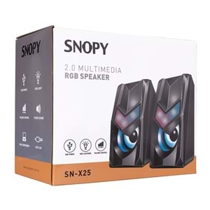 Snopy SN-X25 2.0 Multimedia RGB Işıklı 3W*2 Siyah USB Speaker