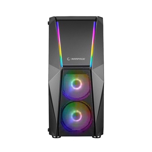 Rampage X-FORCE 3*RGB Fanlı Tempered Camlı Gaming Oyuncu Kasası