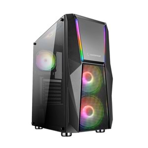 Rampage X-FORCE 3*RGB Fanlı Tempered Camlı Gaming Oyuncu Kasası