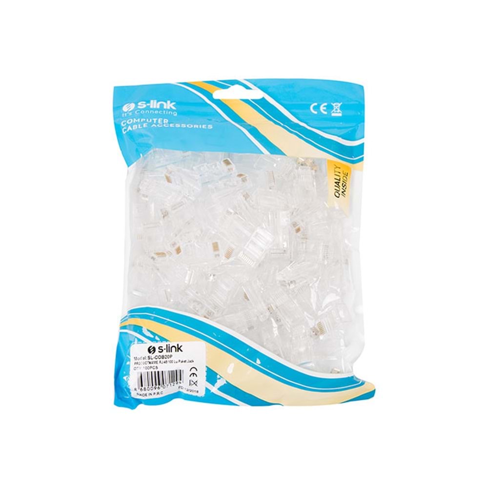 S-Link SL-COB20P RJ-45 100 Lü Paket Yeni nesil Jack UTP