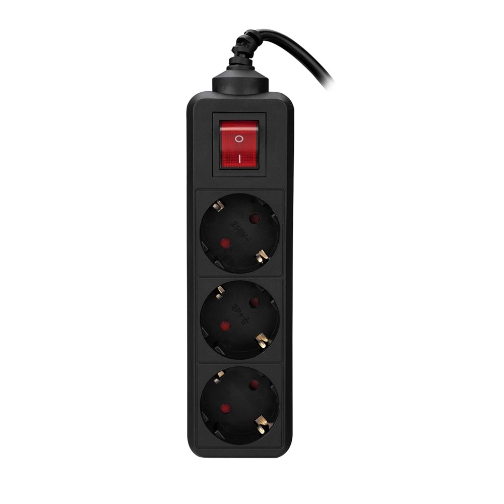 S-Link SPG3-X-3 1.5m 3Lü Akım Kor.Kutu Siyah Priz