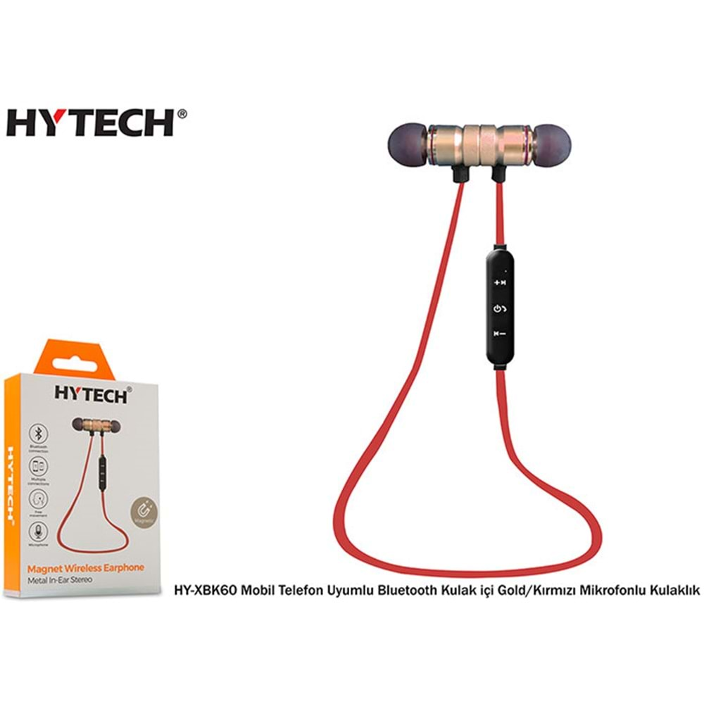 Hytech HY-XBK60 Bluetooth Kulaklık Gold-Kırmızı