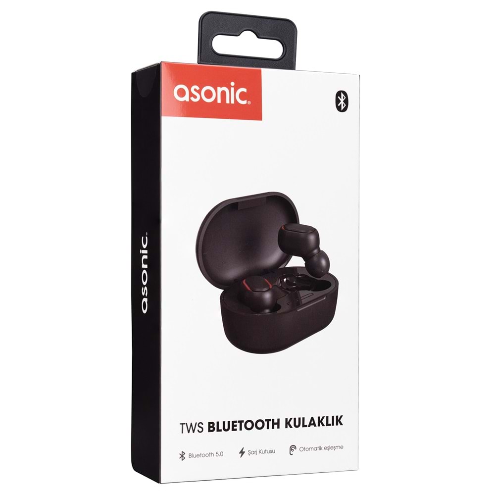 Asonic As-TWS7S Siyah Mobil Telefon Uyumlu Bluetooht