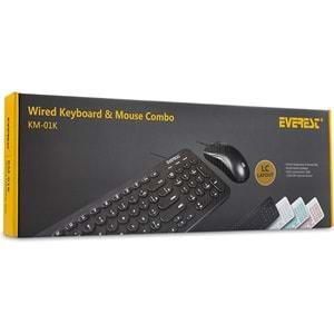 Everest KM-01K Siyah Usb Yuvarlak Tuşlu 3D Mouse Combo Türkçe Klavye + Mouse Set