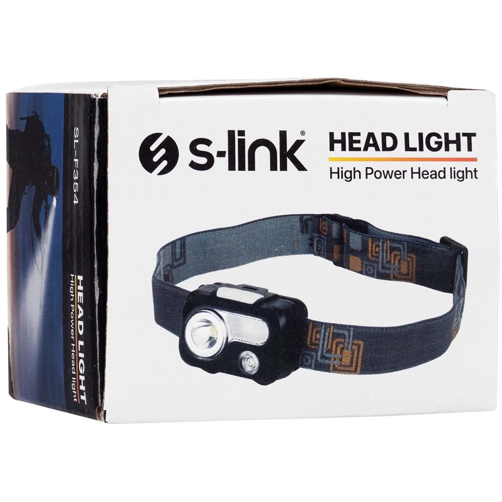 S-link SL-F354 3W Led+ 2 SMD+1 Kırmızı Led Pilli Işık Ayarlı ve Modlu Kafa Lambası