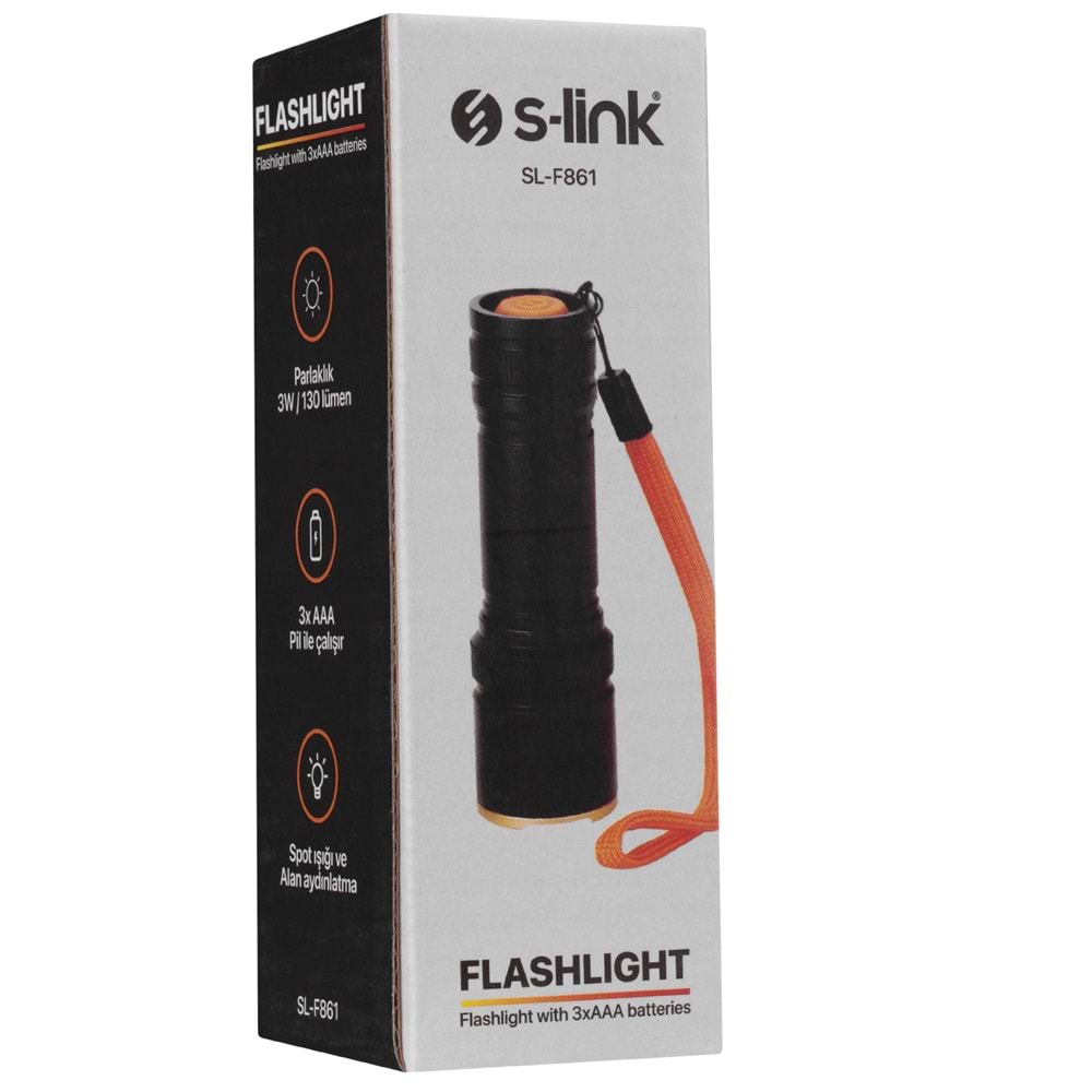 S-link SL-F861 3W Led Pilli Işık Ayarlı Led El Feneri