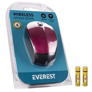 Everest SM-340 Usb Mor 3D Optik Süper Sessiz Alkalin Pilli Kablosuz Mouse