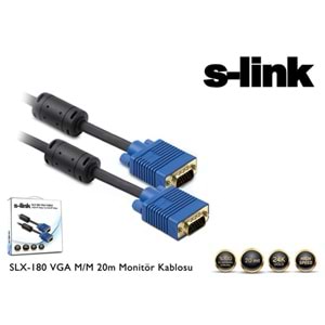 S-link SLX-180 VGA M/M 20m Monitör Kablosu