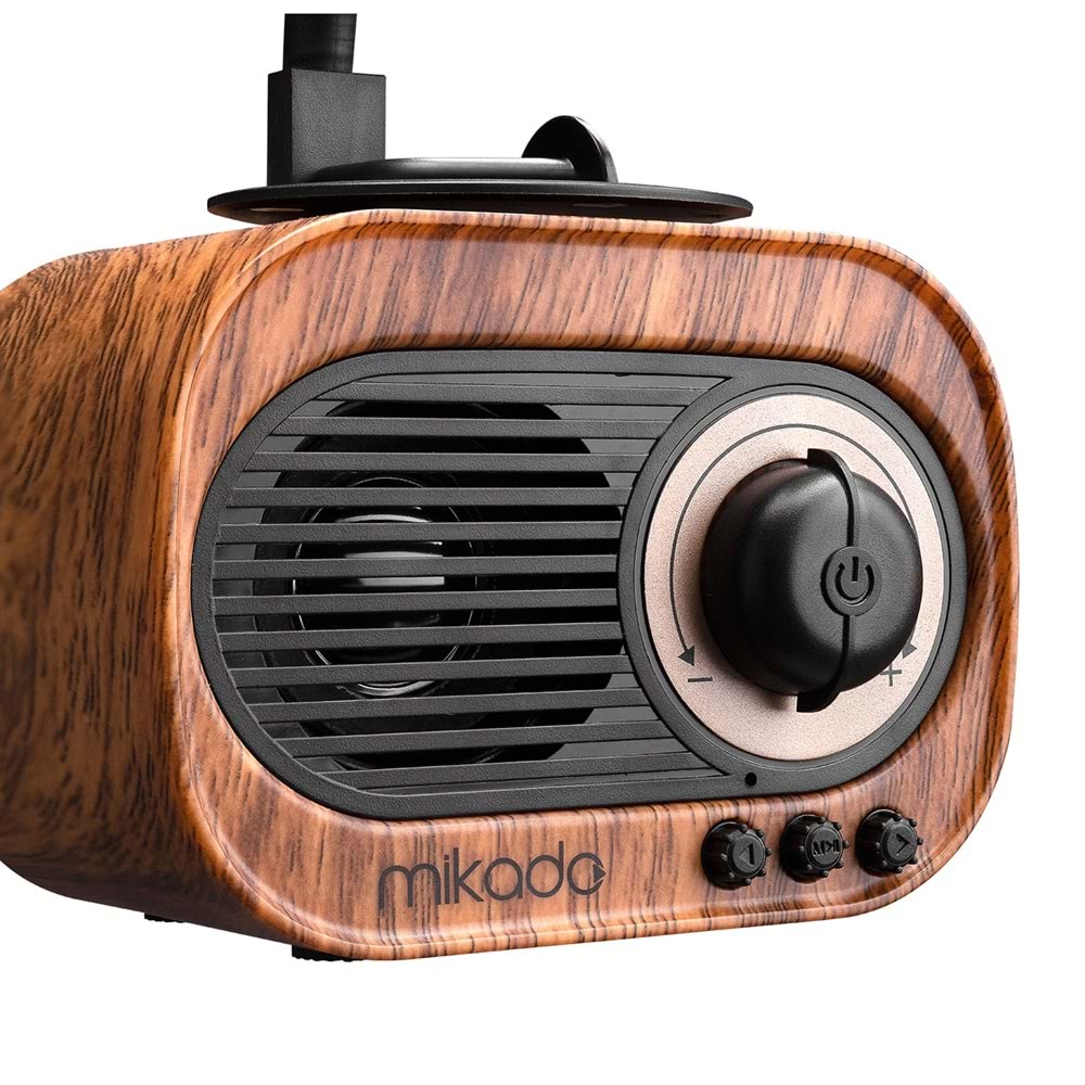 Mikado MN-S19 Ahşap Usb+Aux+Tf Kart+Bluetooth Klasik RETRO GRAMOFON Müzik Kutusu