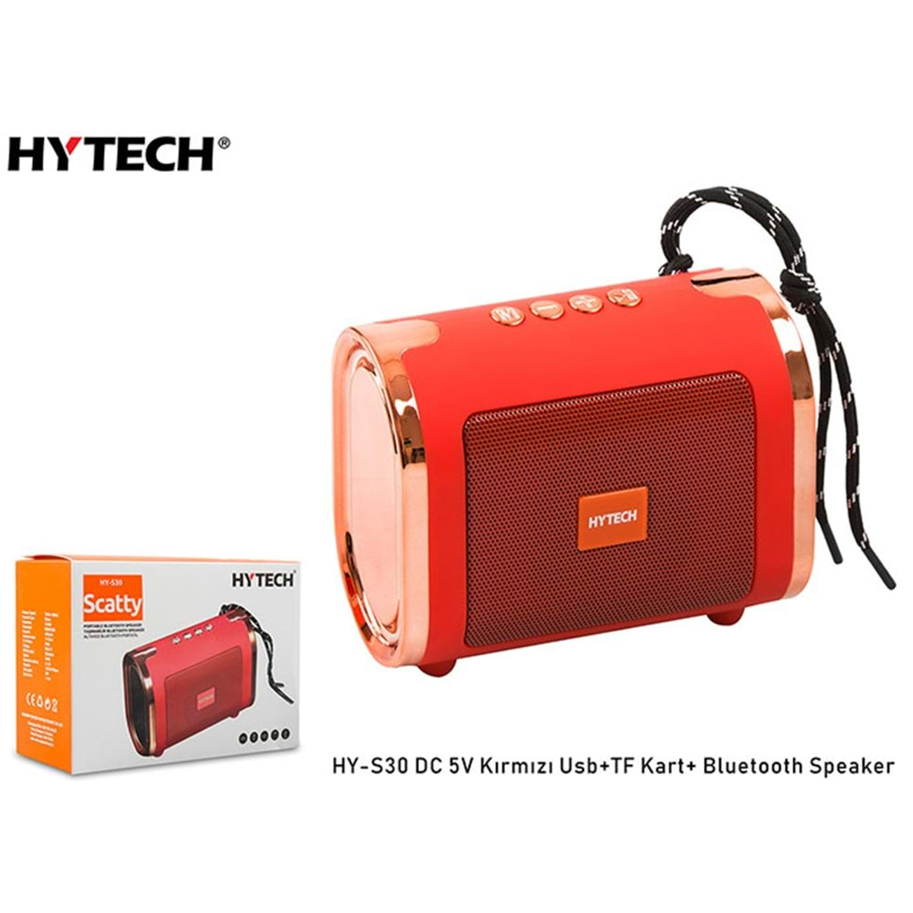 Hytech HY-S30 Kırmızı Usb+TF Kart DC 5V Bluetooth Speaker