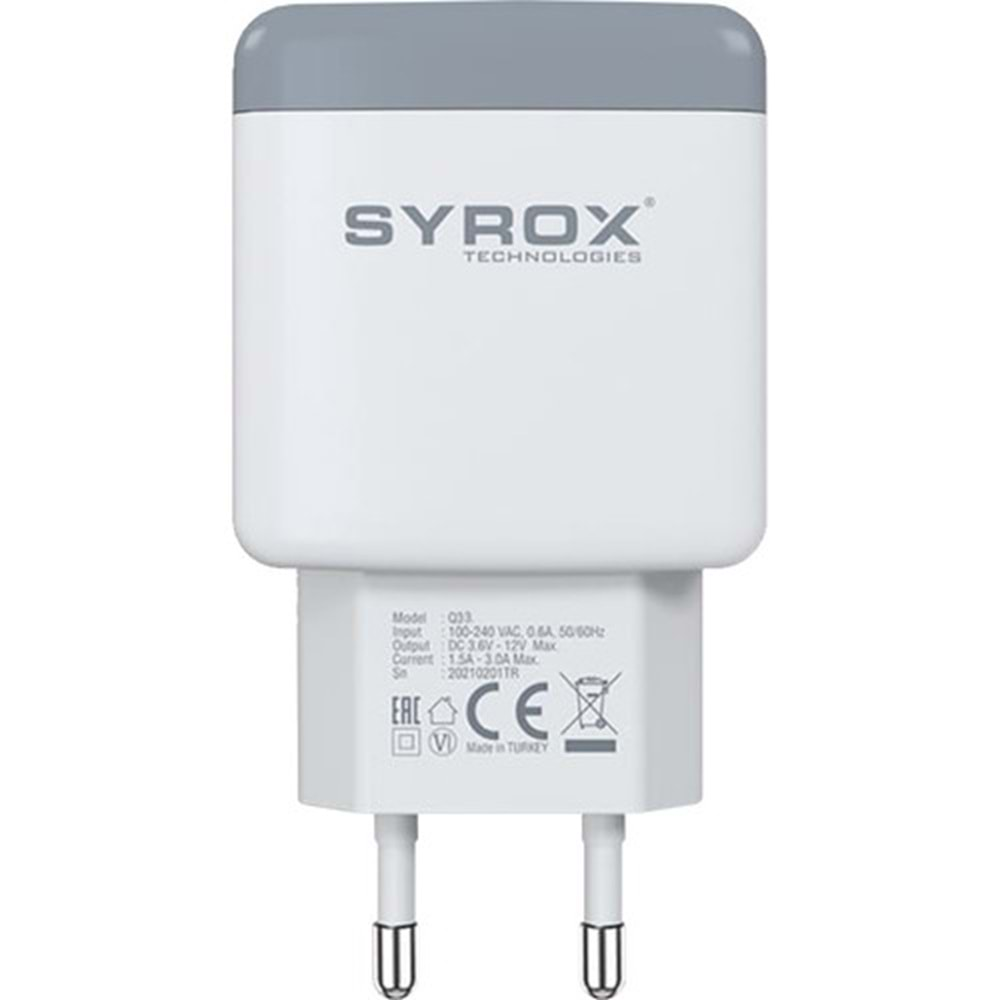 Syrox Q33 Seyahat Şarj Başlığı