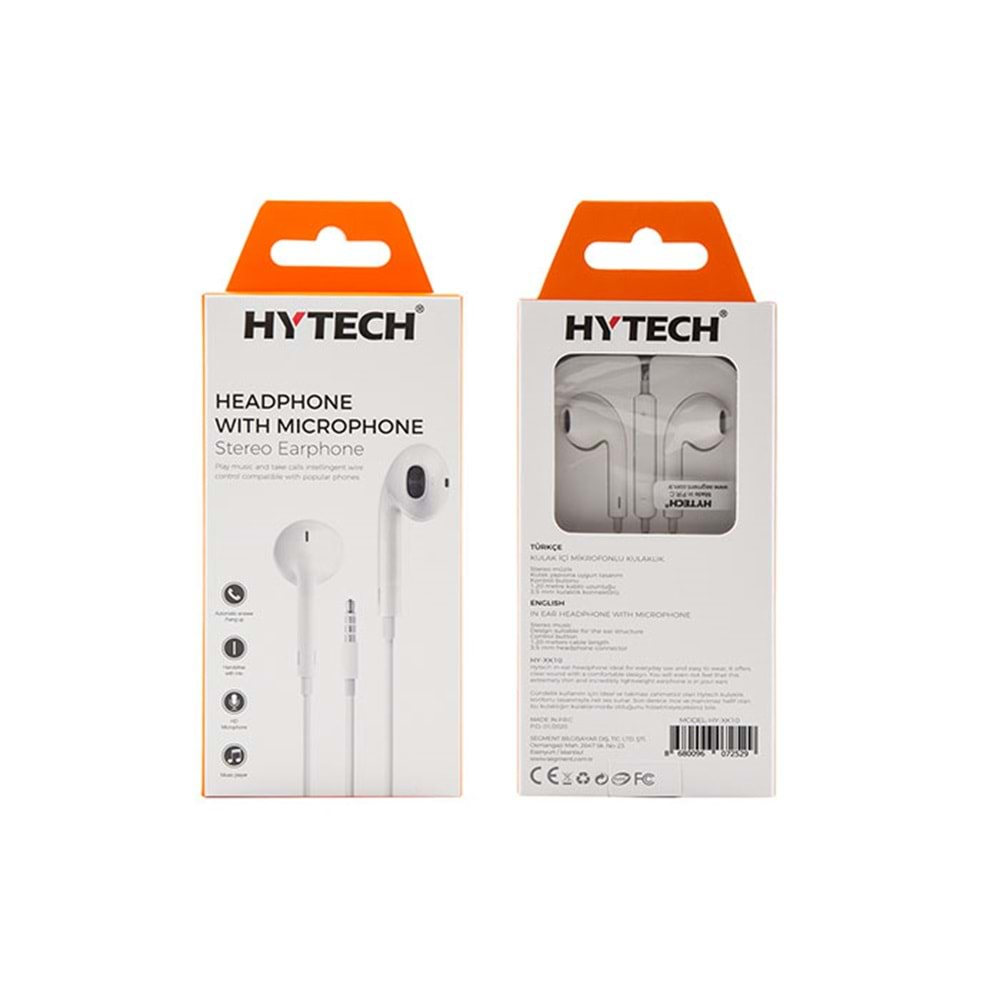 Hytech HY-XK10 Mobil Telefon Uyumlu Kulak içi Beyaz Mikrofonlu Kulaklık