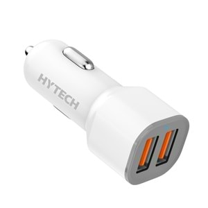 Hytech HY-X46 Type-C Kablolu 3.4A Hızlı Şarj 2 USB Beyaz Araç Şarj Cihazı