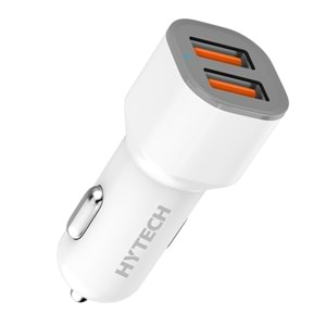 Hytech HY-X46 Type-C Kablolu 3.4A Hızlı Şarj 2 USB Beyaz Araç Şarj Cihazı