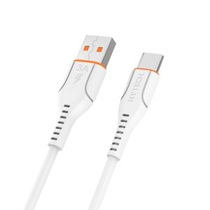 Hytech HY-X46 Type-C Kablolu 3.4A Hızlı Şarj 2 USB Beyaz Araç Şarj Cihazı