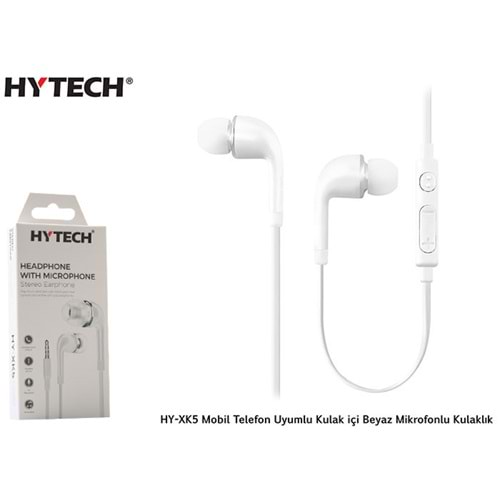 Hytech HY-XK5 Mobil Telefon Uyumlu Kulak içi Beyaz Mikrofonlu Kulaklık