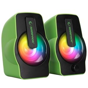 Rampage RMS-G7 FALSETTO 2.0 6 Watt RGB Ledli Yeşil Multimedia Gaming USB Speaker