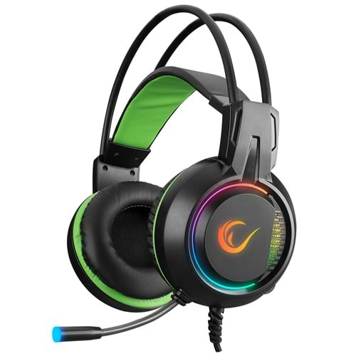 Rampage RM-K25 LUNATIC PRO Siyah/Yeşil USB 7.1 Surround RGB Işık Efektli Gaming Oyuncu Mikrofonlu Kulaklık