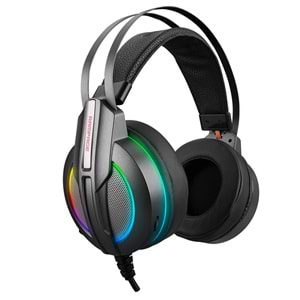 Rampage RM-K6 STARK PLUS USB 7.1 Double RGB Efektli Metalik Gri Surround Gaming Oyuncu Mikrofonlu Kulaklık