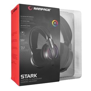 Rampage RM-K6 STARK PLUS USB 7.1 Double RGB Efektli Metalik Gri Surround Gaming Oyuncu Mikrofonlu Kulaklık