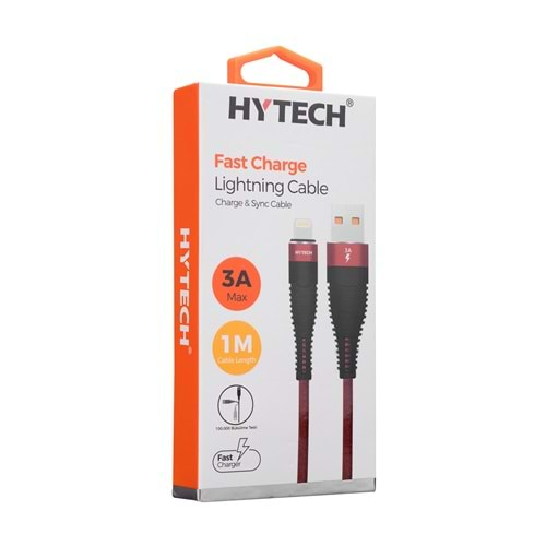 Hytech HY-X325 3A iPhone Lightning 1M, Kırmızı Şarj Kablosu