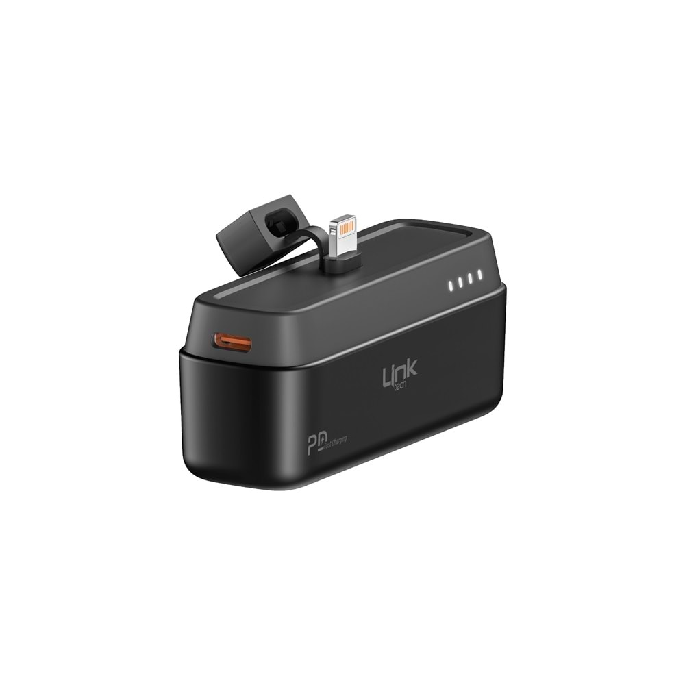 Link Tech ML05 Siyah Strong PD Hızlı Şarj Lightning Çıkışlı 5.000 mAh Mini Cep Powerbank