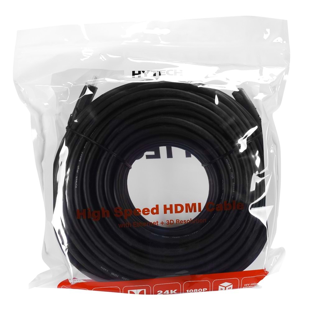 Hytech HY-HDM30 HDMI TO HDMI 30m Altın Uçlu 24K 1.4 Ver. 3D Kablosu
