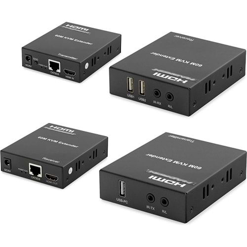 HADRON HDX1345 HDMI KVM Extender 1080P 60 m - Siyah