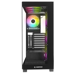 Rampage HYDRA V3 BLACK Temperli Camlı Siyah 7*12cm RGB Fan ATX Mid-T Exclusive Gaming Oyuncu Kasası