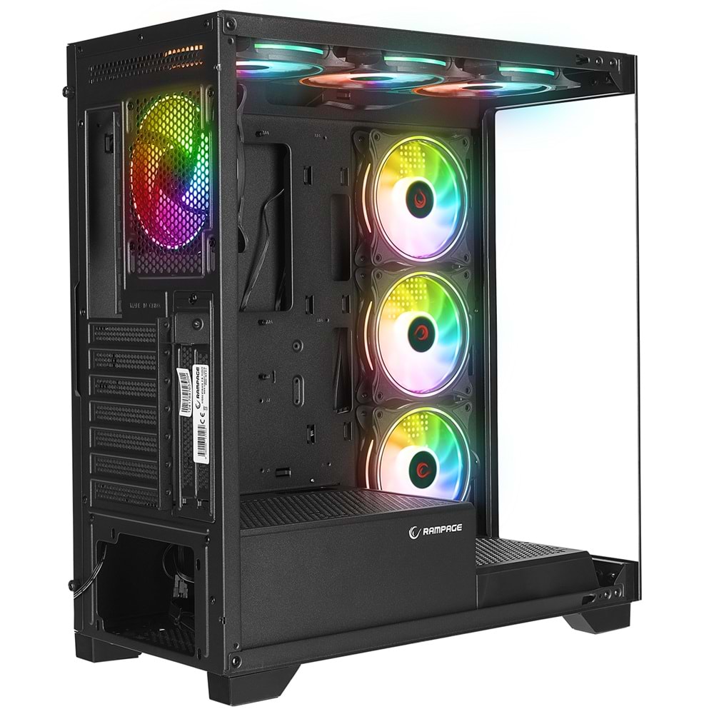 Rampage HYDRA V3 BLACK Temperli Camlı Siyah 7*12cm RGB Fan ATX Mid-T Exclusive Gaming Oyuncu Kasası