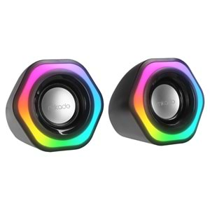 Mikado MD-176 2.0 3W*2 Siyah RGB Aydınlatmalı USB + 3.5mm USB 5V Speaker Hoparlör