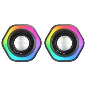 Mikado MD-176 2.0 3W*2 Siyah RGB Aydınlatmalı USB + 3.5mm USB 5V Speaker Hoparlör