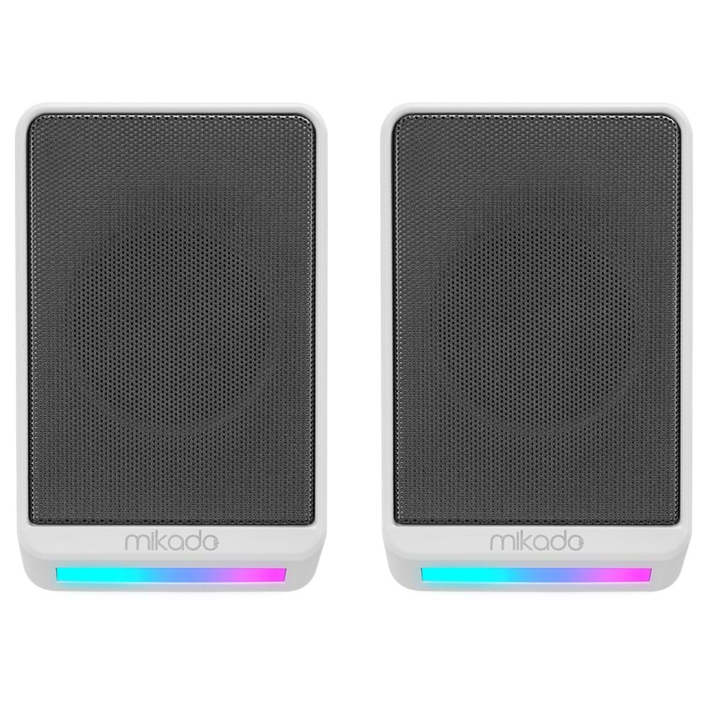 Mikado MD-178 2.0 3W*2 Beyaz RGB Aydınlatmalı USB + 3.5mm USB 5V Speaker Hoparlör