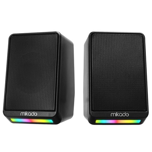 Mikado MD-178 2.0 3W*2 Siyah RGB Aydınlatmalı USB + 3.5mm USB 5V Speaker Hoparlör