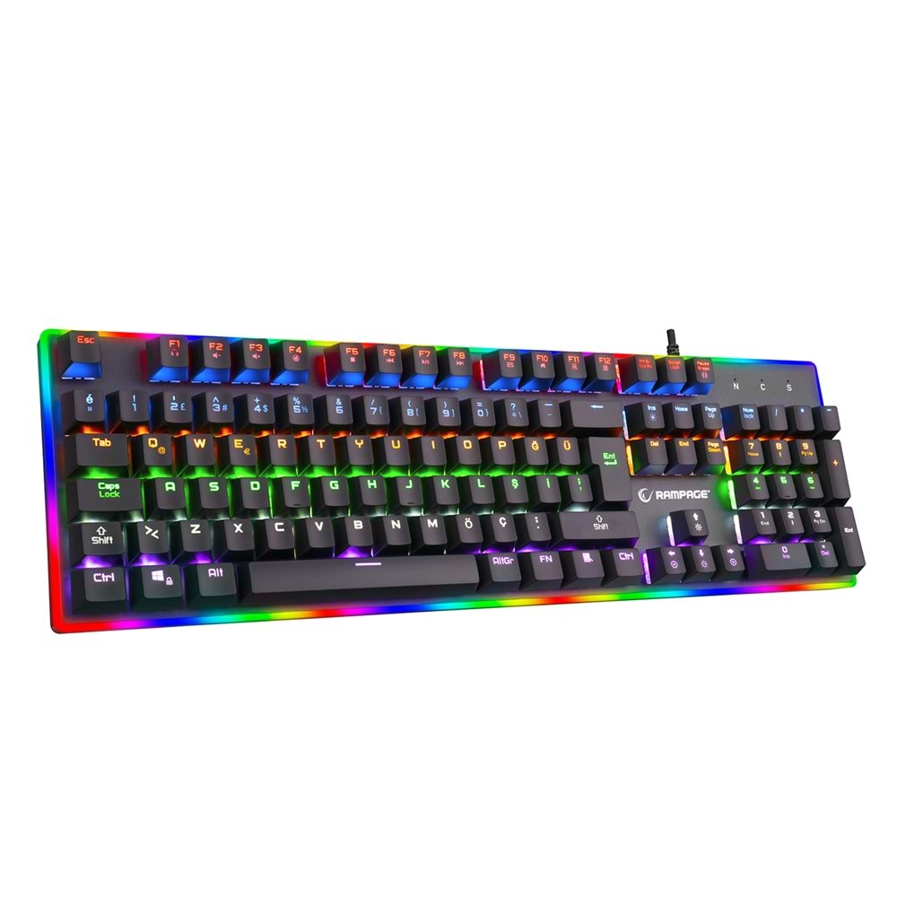 Rampage BYGAME-K1 RGB Led Frame Rainbow Mekanik Red Switch Gaming Oyuncu Klavyes