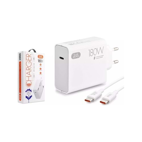 Subzero SG82 180W Type-C PD Kablolu Turbo Ev Tipi Şarj Aleti Salise Gösterir